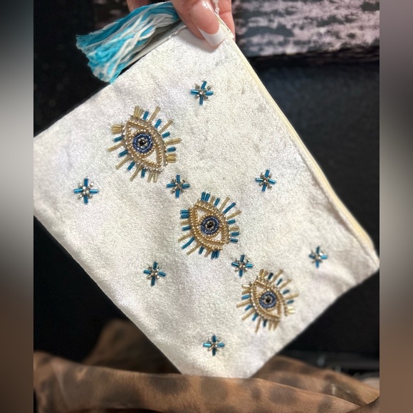 👁️MADE IN INDIA Handcrafted Embellished Embroidered Eye Design Clutch👁️-NWT - Picture 5 of 14